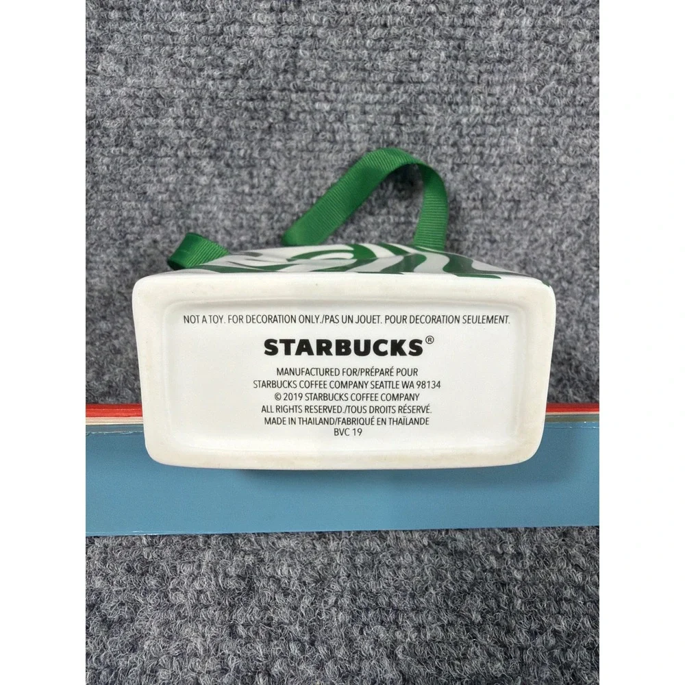 Starbucks 2019 Ceramic Shopping Bag Ornament Siren Logo Green White BVC 19
